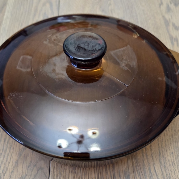 Fire King Brown Glass Cookware Lid with Heat-Resistant Handle - Picture 1 of 7